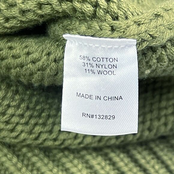 L’Academie Olive Green Mock Neck Wool Blend Chunky Knit Tunic Sweater Women XS - Picture 8 of 10